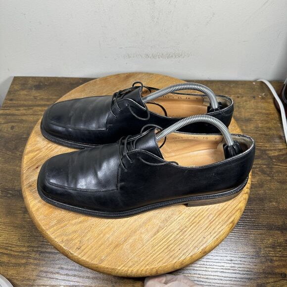 Salvatore Ferragamo Studio Shoes Mens Size 10 D Leather Lace Up Dress Square Toe - Picture 3 of 10
